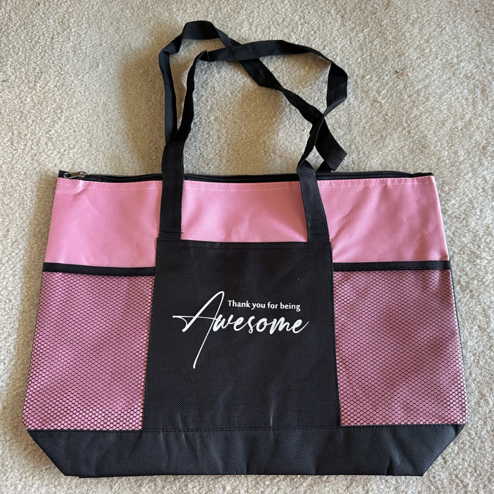 Pink and Black canvas Tote Bag